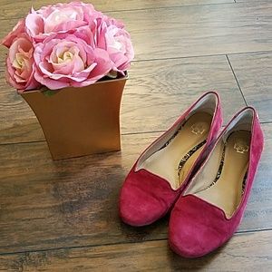 Ann Taylor Red Suede Loafers